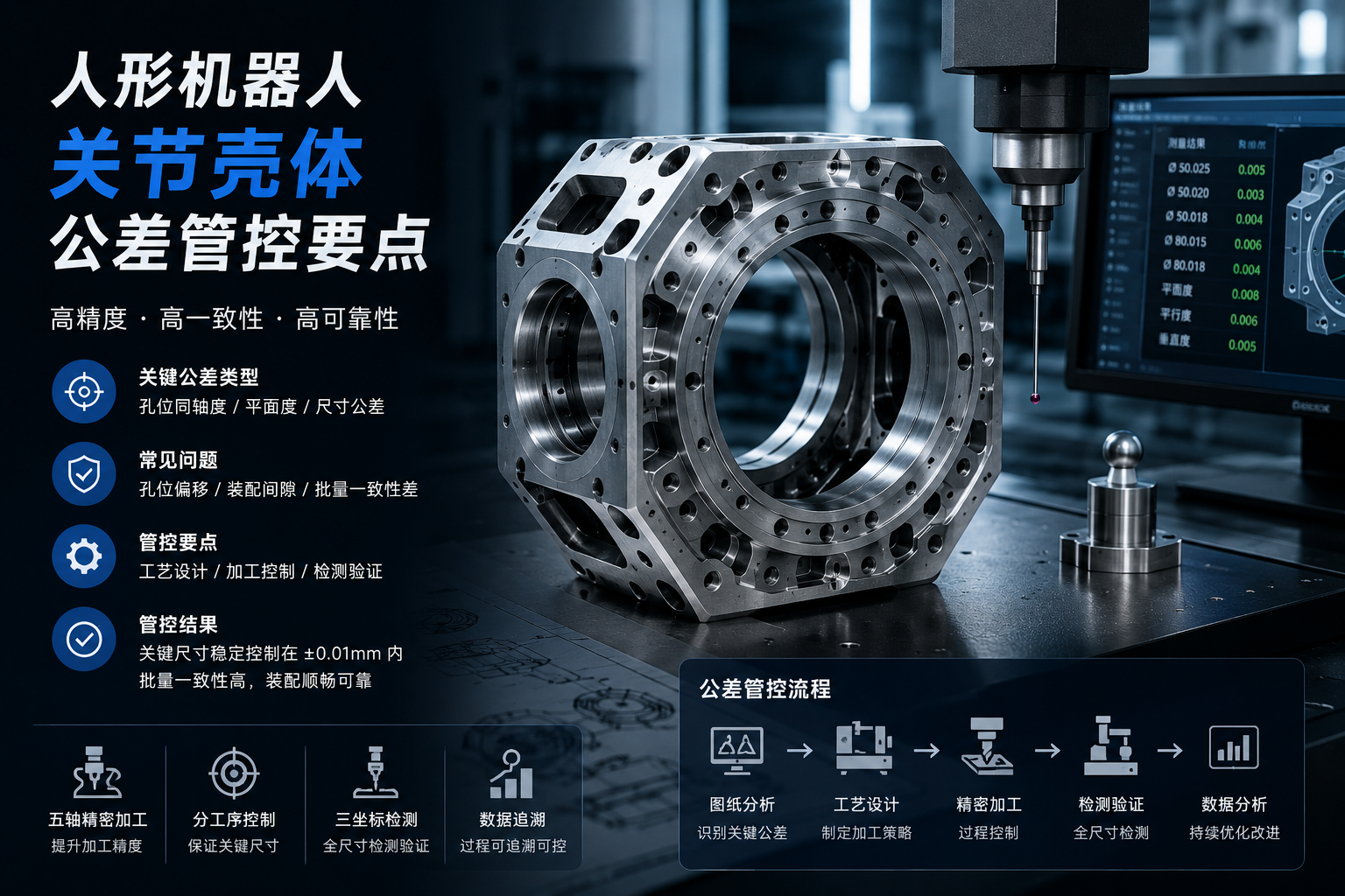 人形机器人关节壳体公差管控要点
